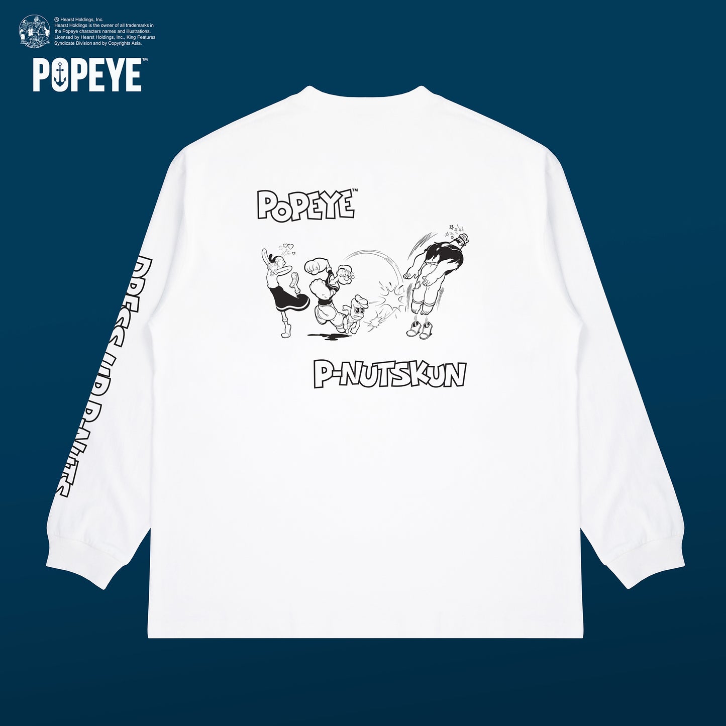【POKOPEA　Collaboration】POPEYE™ x オシャレになりたい！ピーナッツくん　Graphic Long Sleeve T-shirt　White（L）