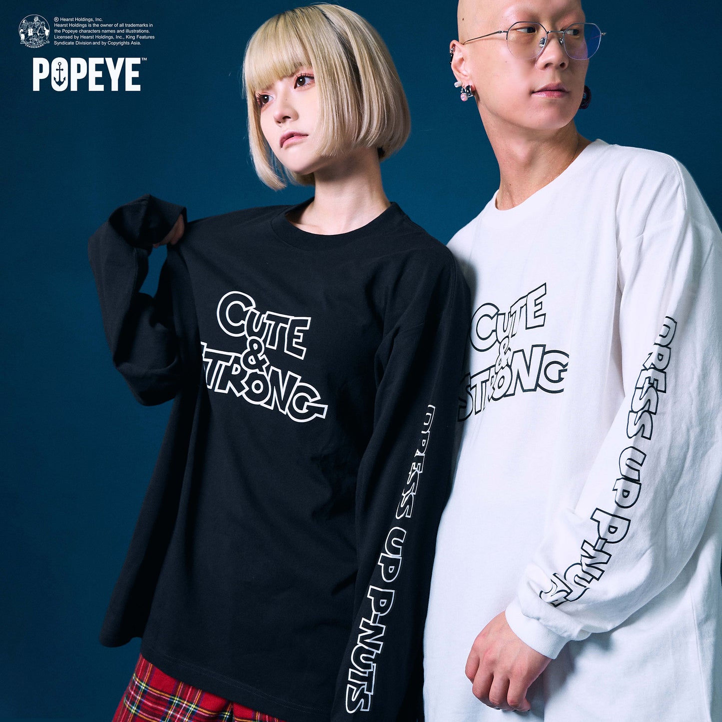 【POKOPEA　Collaboration】POPEYE™ x オシャレになりたい！ピーナッツくん　Graphic Long Sleeve T-shirt　Black（L）