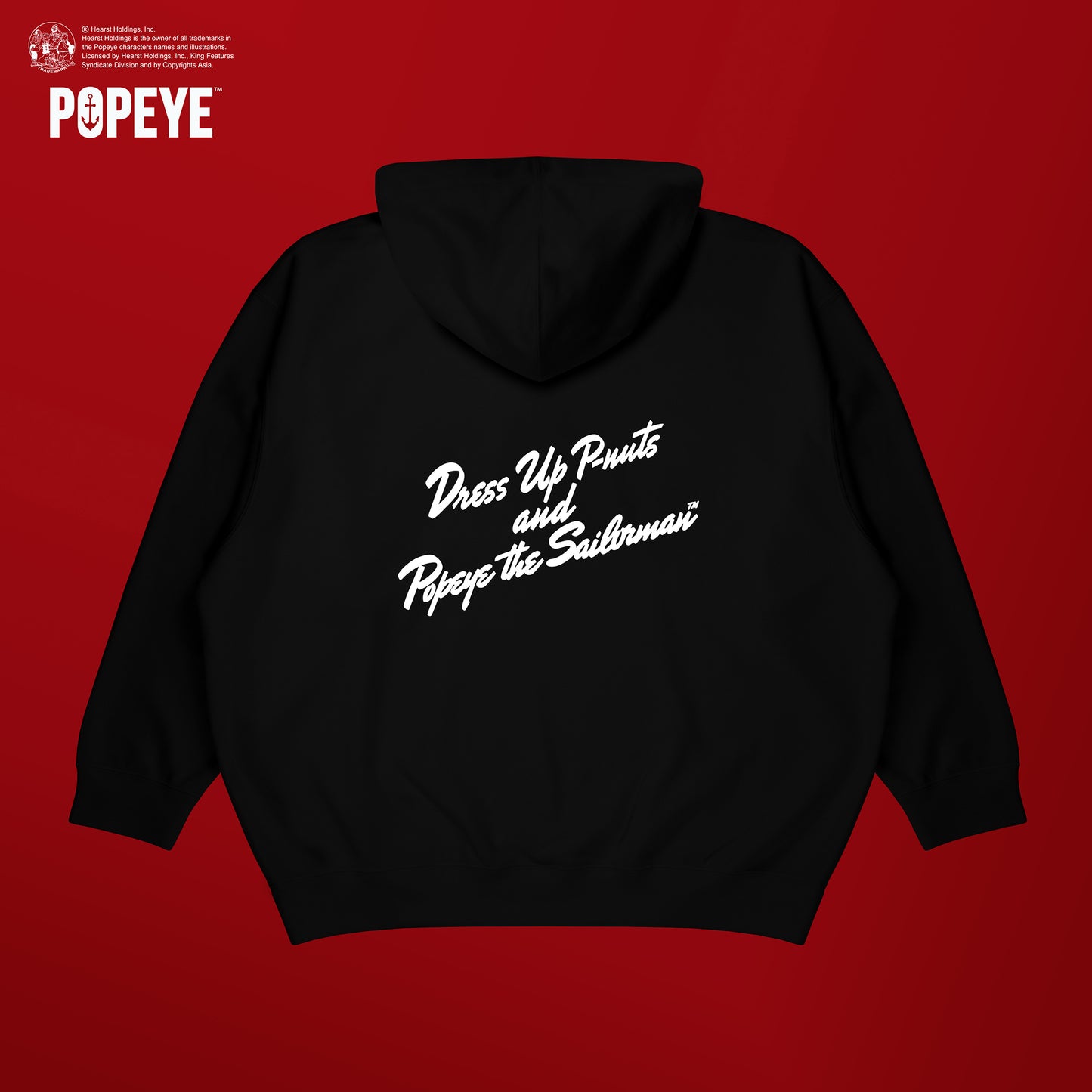 【POKOPEA　Collaboration】POPEYE™ x オシャレになりたい！ピーナッツくん　Illustration Pullover Hoodie　Black（L）