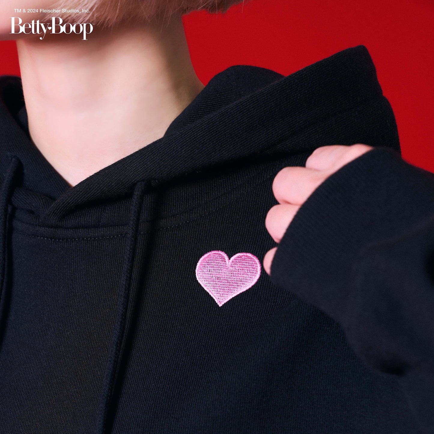 【POKOPEA　Collaboration】BETTY BOOP™ x ガチ恋ぽんぽこ So Cute♡ Design Pullover Hoodie　Black（M）