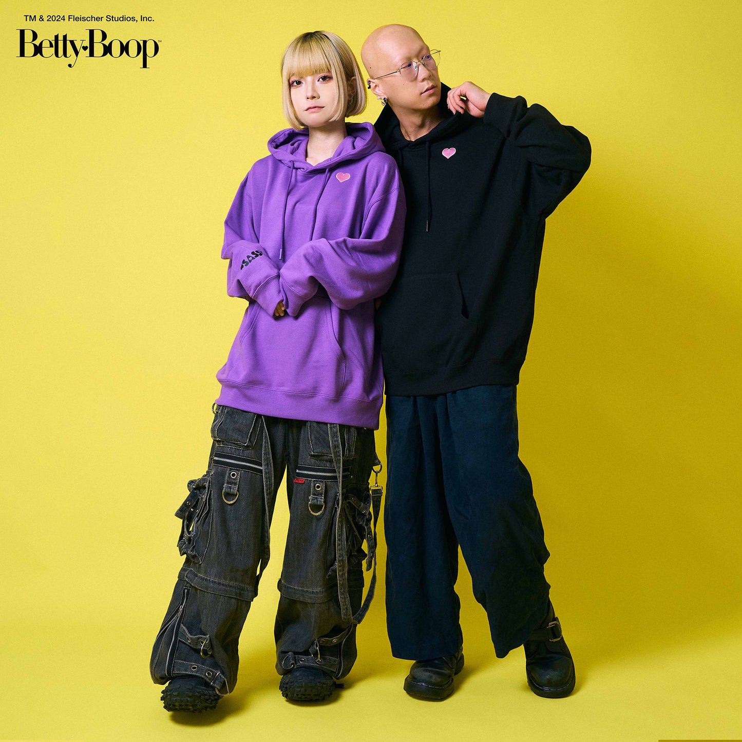 【POKOPEA　Collaboration】BETTY BOOP™ x ガチ恋ぽんぽこ So Cute♡ Design Pullover Hoodie　Black（L）