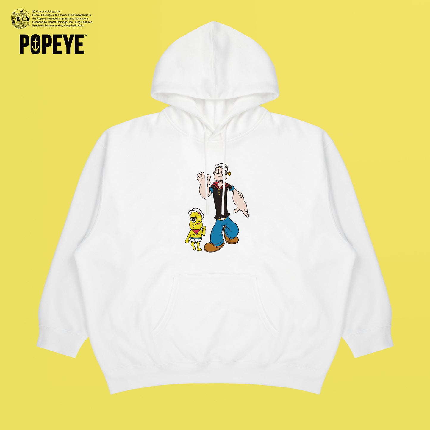 【POKOPEA　Collaboration】POPEYE™ x オシャレになりたい！ピーナッツくん　Illustration Pullover Hoodie　White（L）