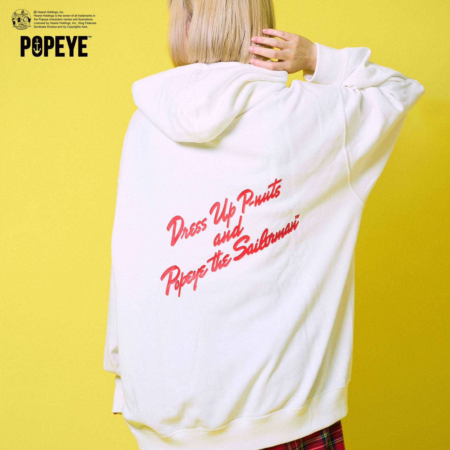 【POKOPEA　Collaboration】POPEYE™ x オシャレになりたい！ピーナッツくん　Illustration Pullover Hoodie　White（M）