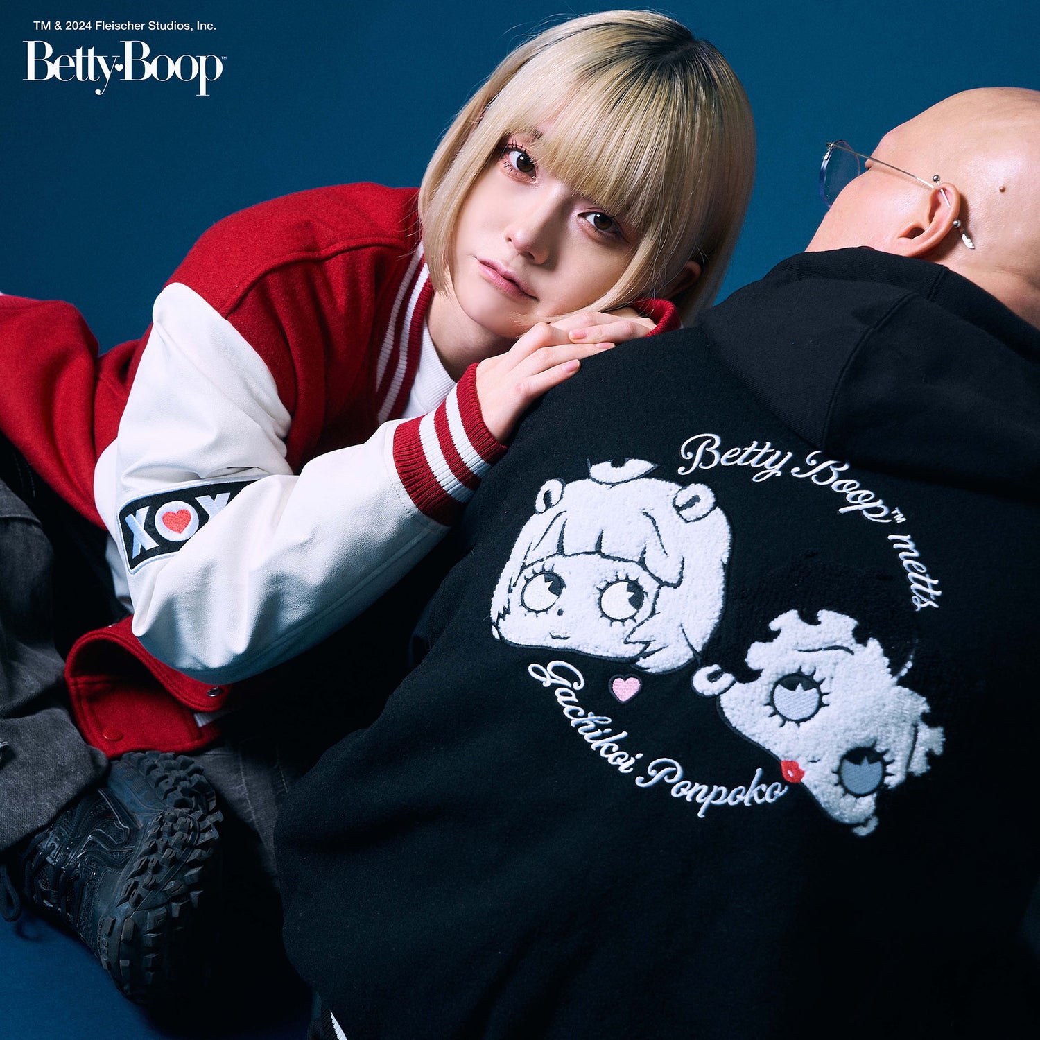 【POKOPEA　Collaboration】BETTY BOOP™ x ガチ恋ぽんぽこ Wool Melton Bomber Jacket