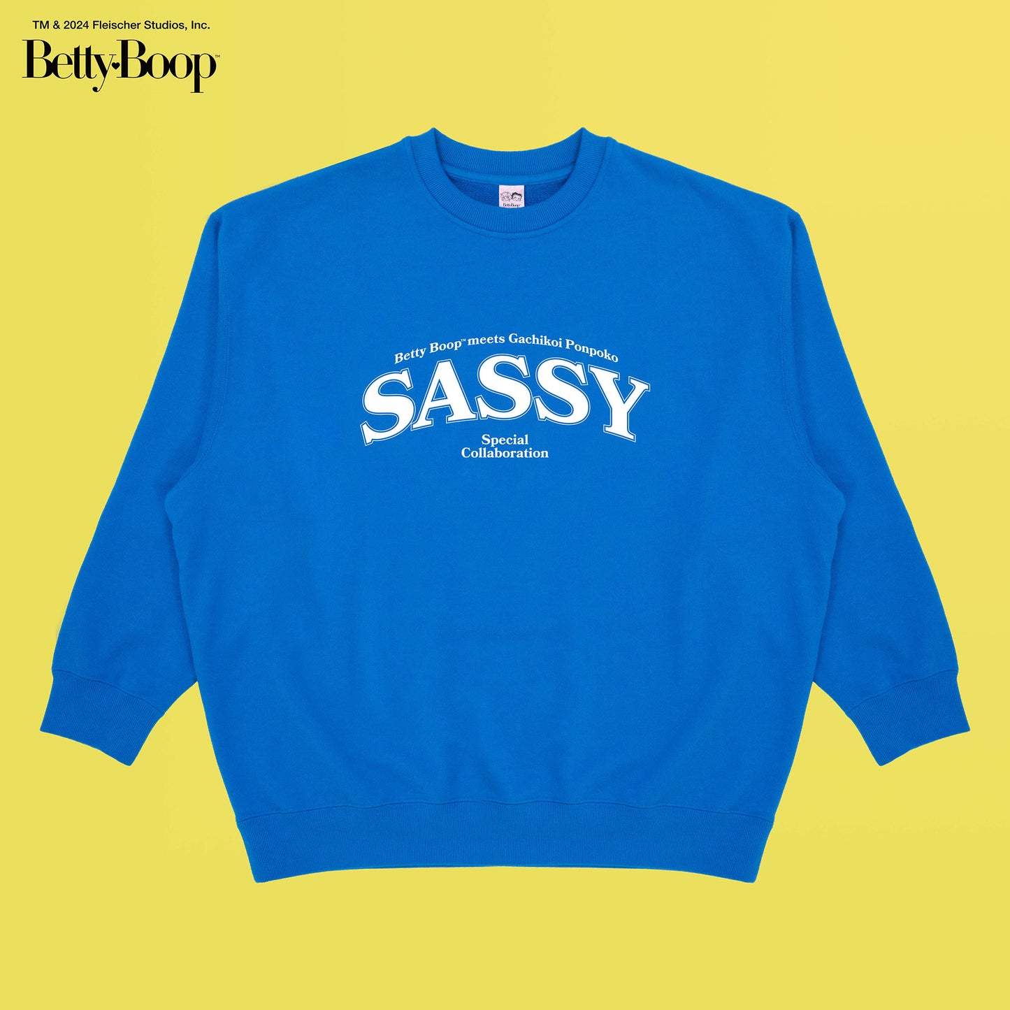 【POKOPEA　Collaboration】BETTY BOOP™ x ガチ恋ぽんぽこ Graphic Crewneck Sweatshirt　Blue（L）