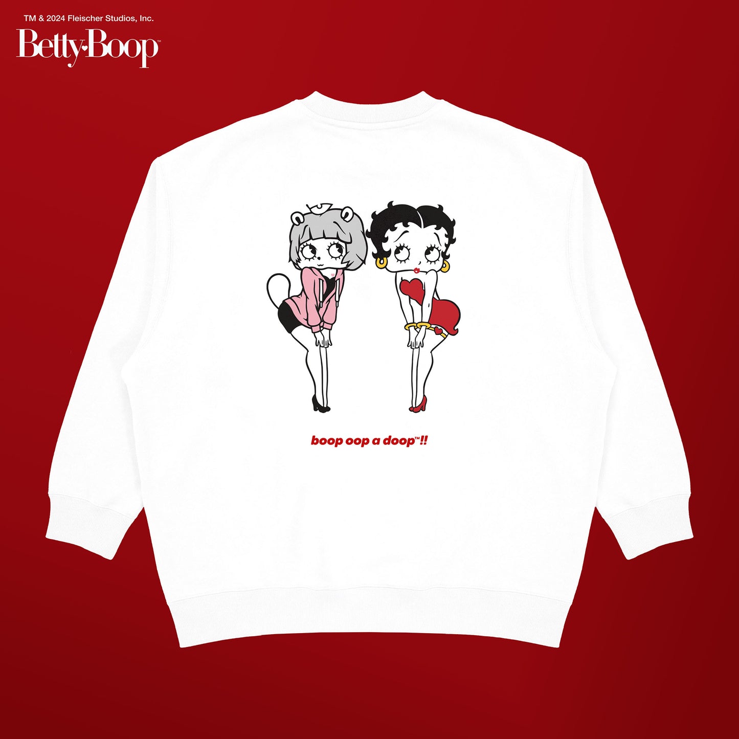 【POKOPEA　Collaboration】BETTY BOOP™ x ガチ恋ぽんぽこ Graphic Crewneck Sweatshirt　White（L）