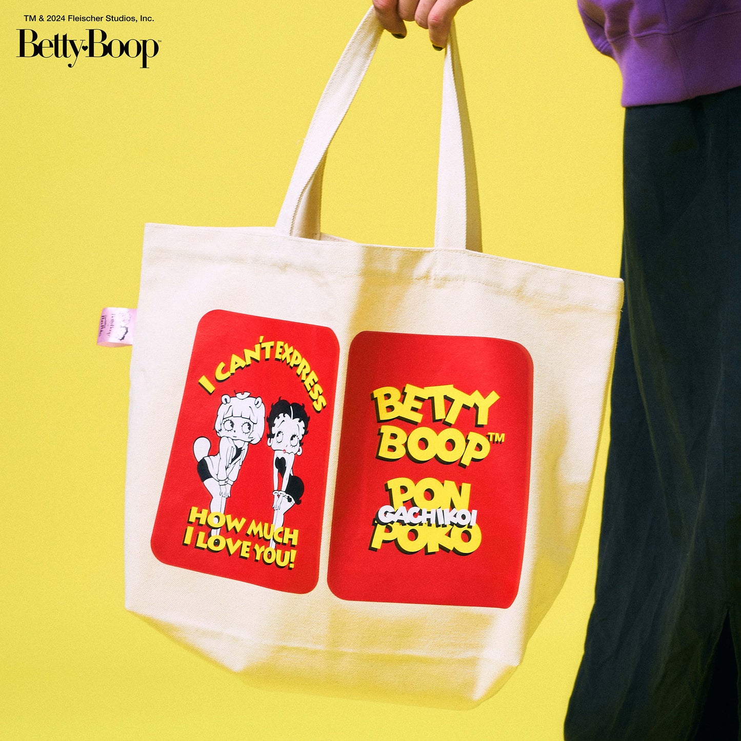 【POKOPEA　Collaboration】BETTY BOOP™ x ガチ恋ぽんぽこ Poster Graphics Canvas Tote Bag　Natural