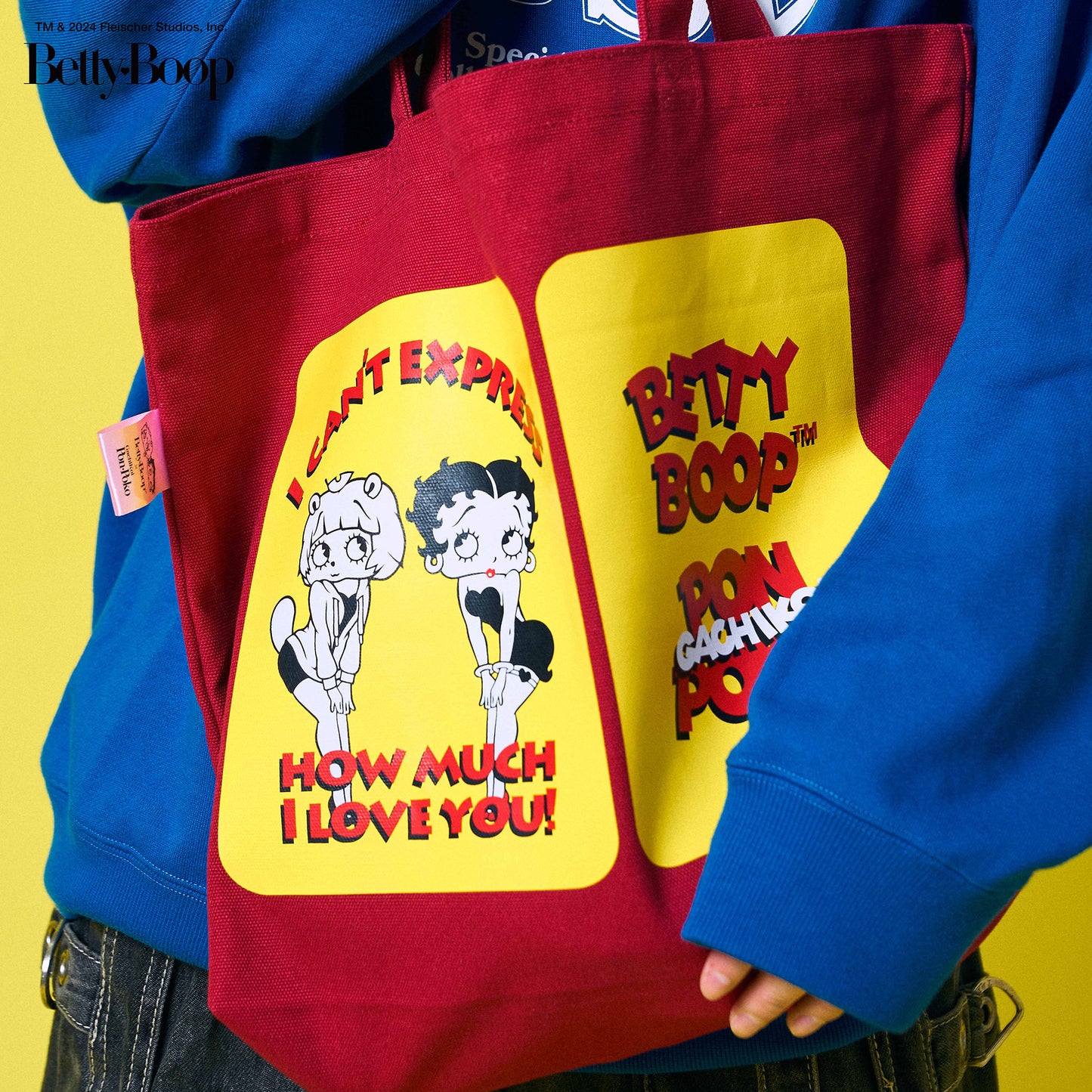 【POKOPEA　Collaboration】BETTY BOOP™ x ガチ恋ぽんぽこ Poster Graphics Canvas Tote Bag　Red