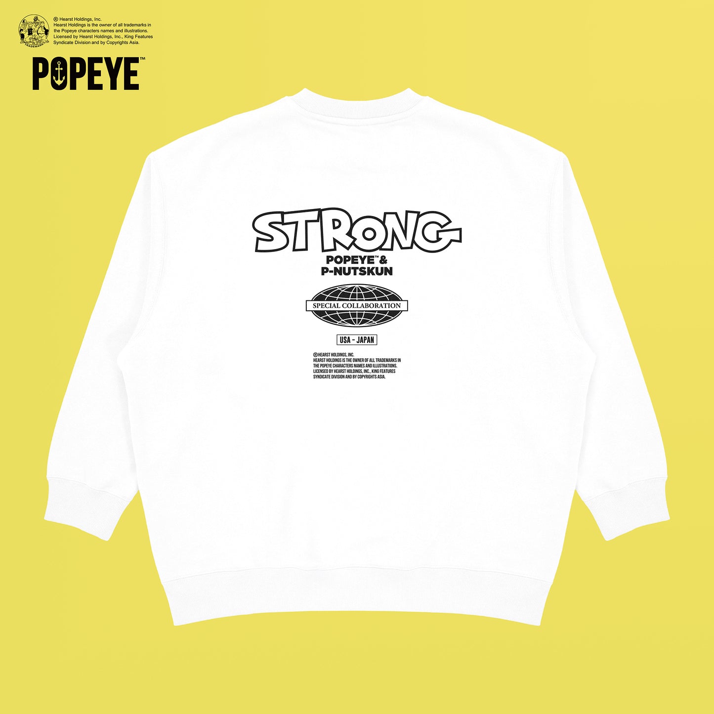 【POKOPEA　Collaboration】POPEYE™ x オシャレになりたい！ピーナッツくん　Poster Graphic Crewneck Sweatshirt　White（M）